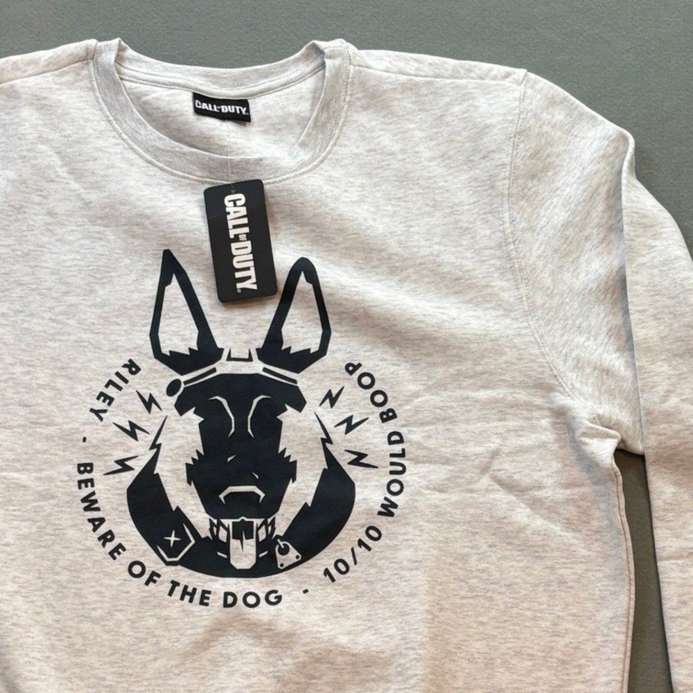 Call of Duty Riley Beware of the Dog Heather Gray Crewneck Sweatshirt Large